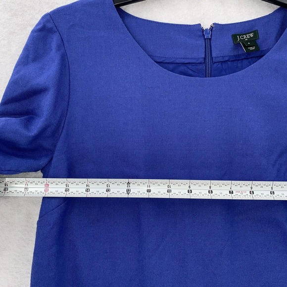 J Crew Wool Sheath Dress Long Sleeve Front‎ Pockets Knee Length Blue Womens 4 - Picture 8 of 8